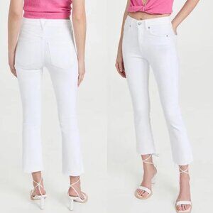 New Veronica Beard Carly Kick Flare Jeans with Raw Hem in white size 24/00